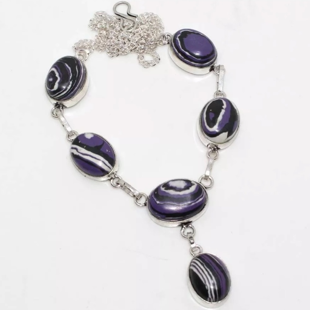 Mosaic Jasper 925 Sterling Silver Statement Necklace